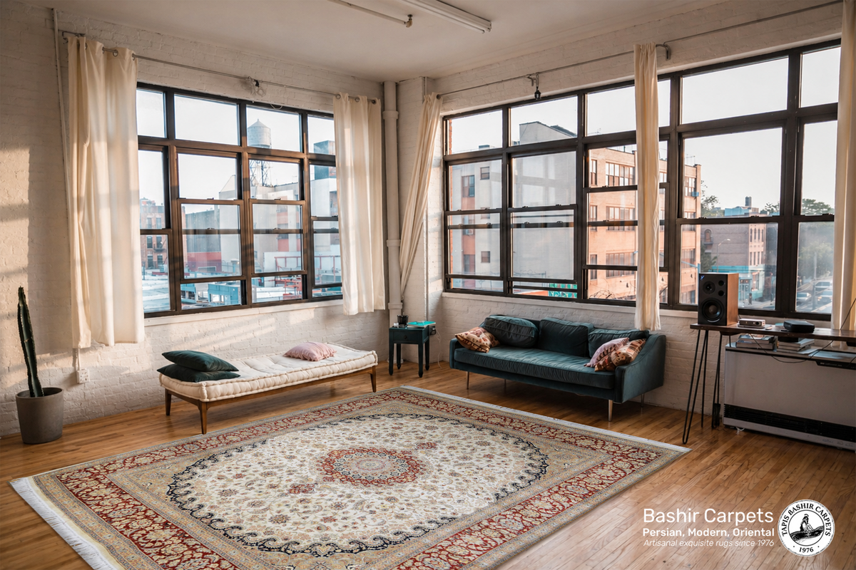 Tapis en soie Ispahan Kitabi Nagshe