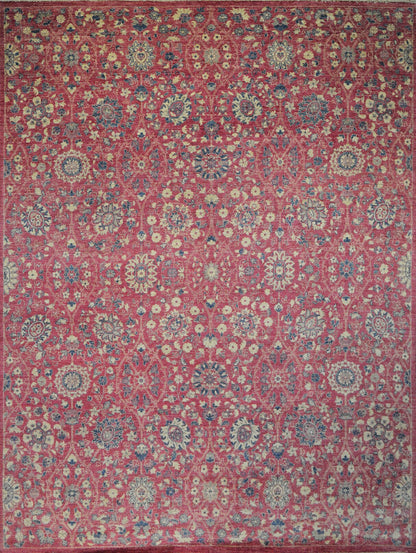 Kabul Lotus Carpet | 12'1" x 9'1" | Genuine Hand-knotted | New Pink Area Rug