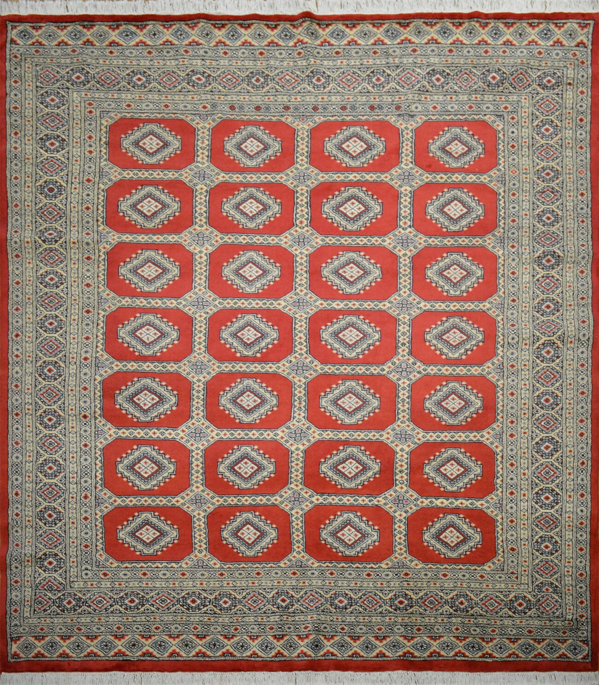 Bokhara Carpet | 7'10" x 6'8" | Home Decor | Hand-knotted Wool Area Rug