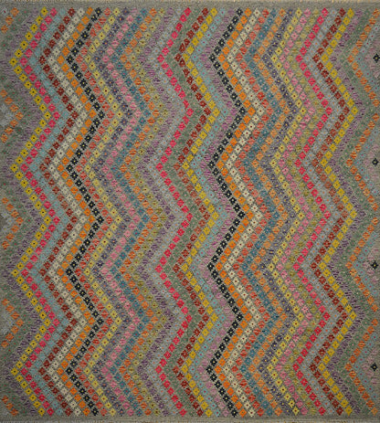 Kilim Carpet | 9'9" x 8'9" | Home Decor | Hand-Woven Flatweave Rug