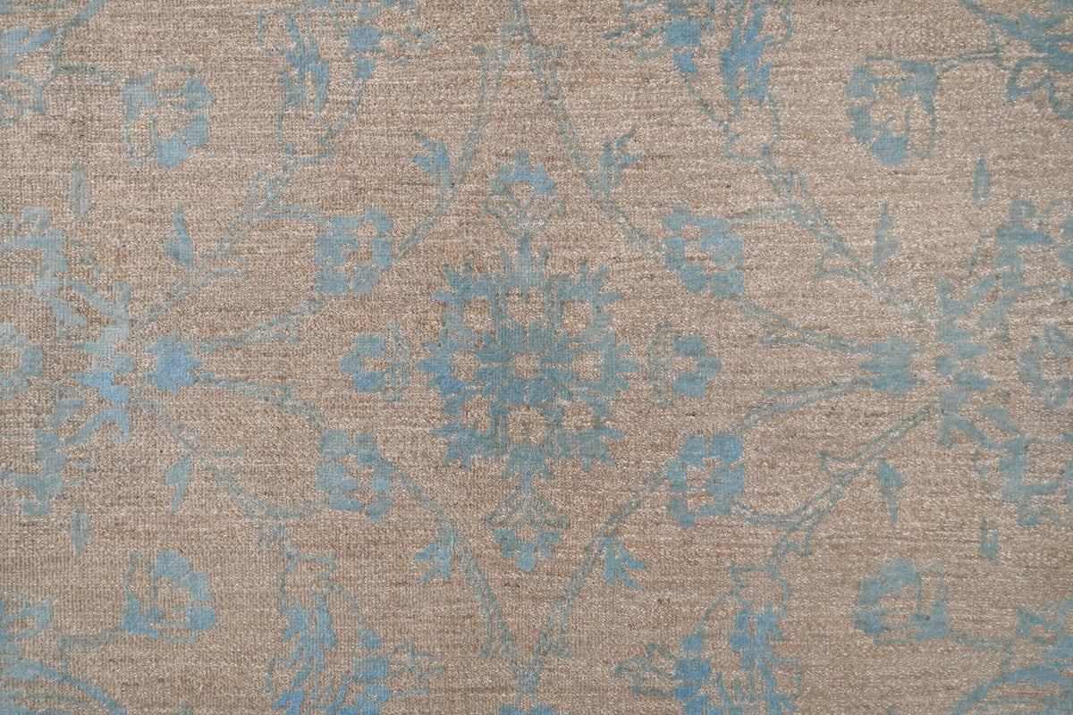 Resham Lotus Carpet | 12'4" x 9' | Pure Wool Rug | Genuine Hand-knotted Area Rug