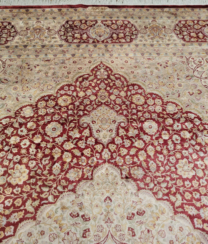 Hispahan Nagshe | 12'3" x 9'2" | Brand New Silk Carpet | Hand-Knotted Area Rug
