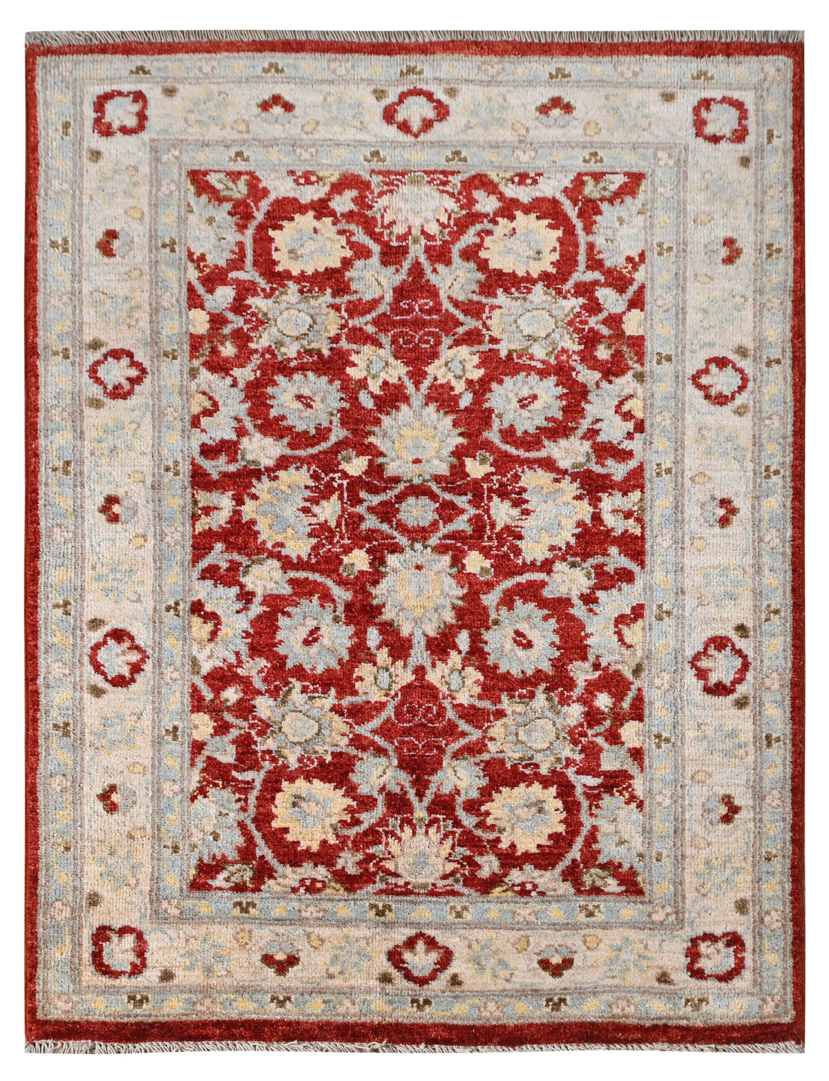 Paktia Lotus Vines Rug | 3'11''x 2'9'' | Home Decor | Red Wool Area Rug