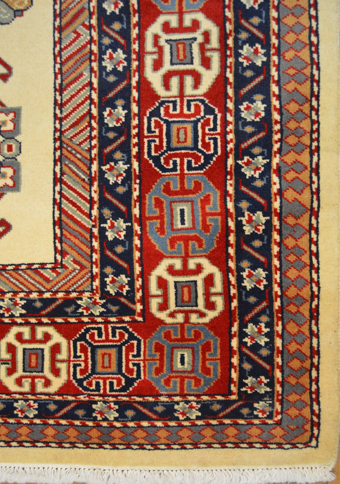 Fine St-Petersburg Kazakh Carpet | 8'8" x 7'' | Home Decor | Hand-knotted Wool Area Rug