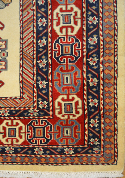 Fine St-Petersburg Kazakh Carpet | 8'8" x 7'' | Home Decor | Hand-knotted Wool Area Rug