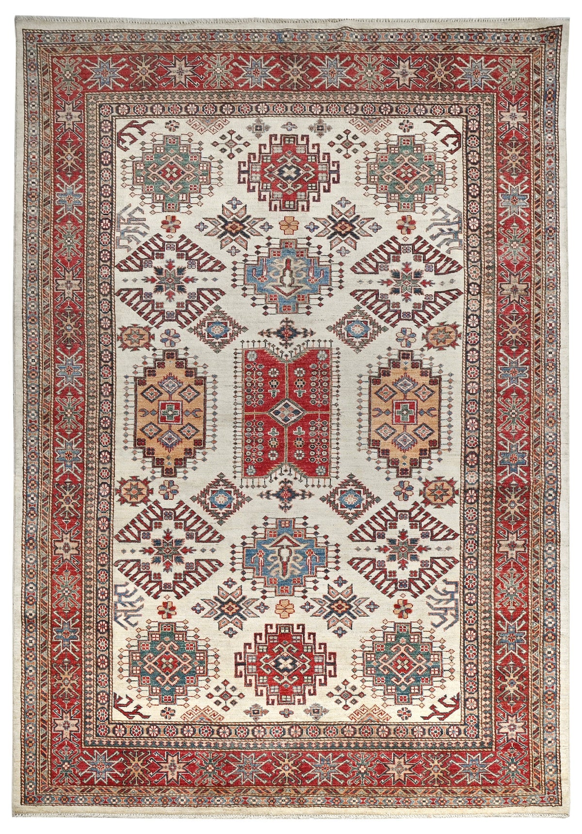 Kazakh Carpet | 9'1" x 6' | Home Decor | Hand-knotted Wool Area Rug