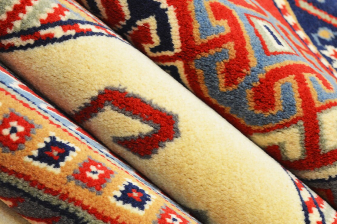 Fine St-Petersburg Kazakh Carpet | 8'8" x 7'' | Home Decor | Hand-knotted Wool Area Rug